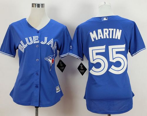Blue Jays #55 Russell Martin Blue Alternate Women's Stitched MLB Jersey